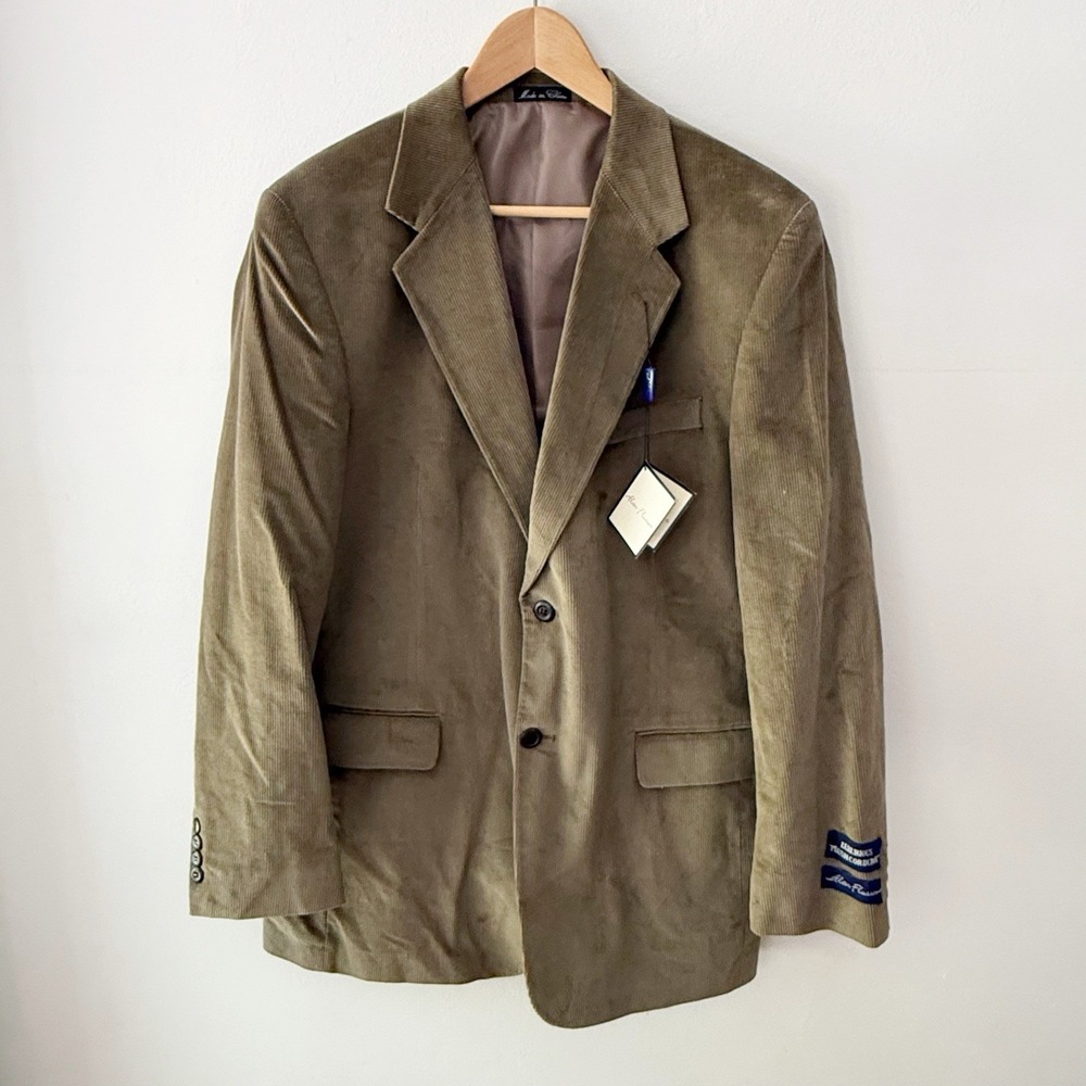 NWT Alan Flusser Blazer Mens 42L Corduroy Academic Preppy Professor Earthy Fall